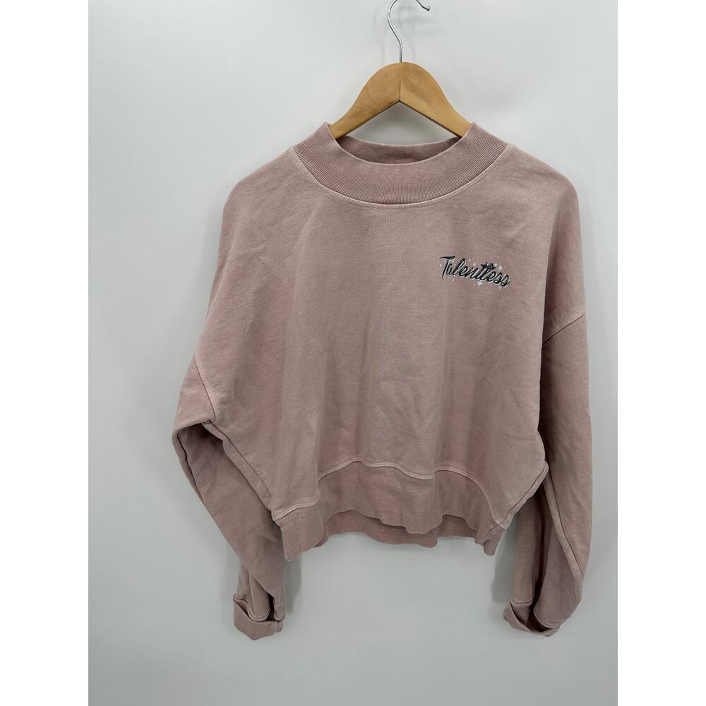 Talentless Mock Neck Crewneck Sweatshirt Women XL Pink Cropped Boxy Thick